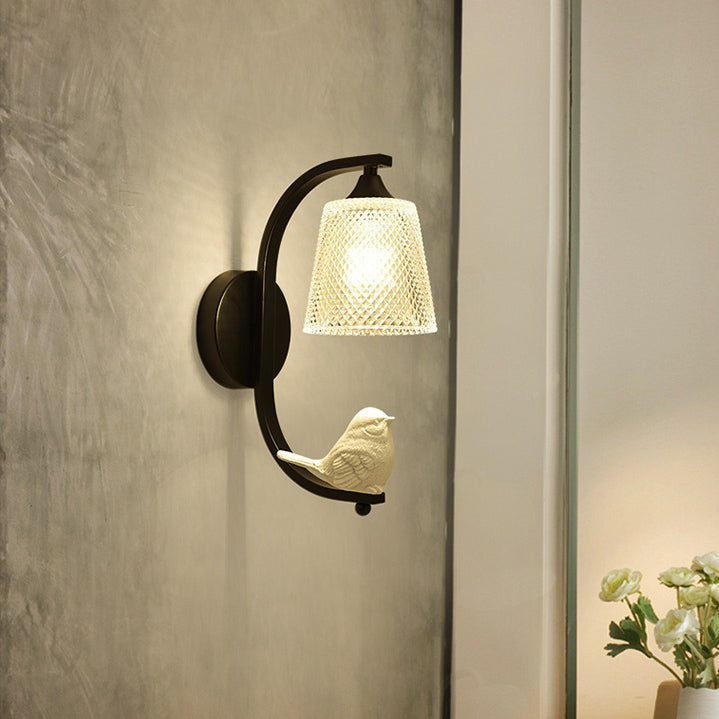 Moderne minimalistische Zylinder-Eisen-Glas-Wandleuchte mit 1 Licht für das Schlafzimmer 