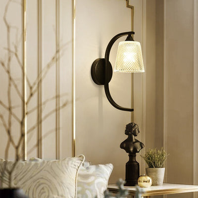 Moderne minimalistische Zylinder-Eisen-Glas-Wandleuchte mit 1 Licht für das Schlafzimmer 
