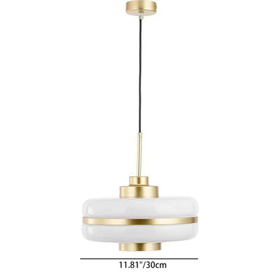 Modern Transitional Cylinder Iron Glass 1-Light Pendant Light For Living Room