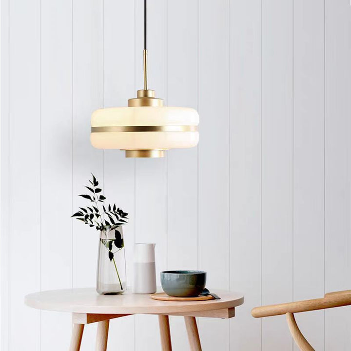 Moderner Übergangs-Zylinder aus Eisen und Glas, 1-flammige Pendelleuchte für das Wohnzimmer 