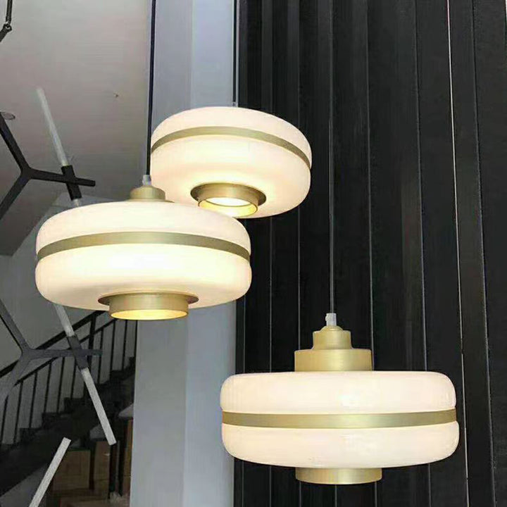 Moderner Übergangs-Zylinder aus Eisen und Glas, 1-flammige Pendelleuchte für das Wohnzimmer 