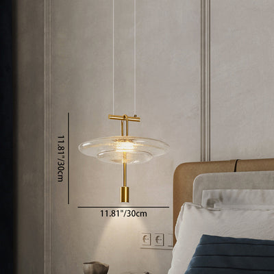 Modern Luxury Flying Saucer Iron Glass 1-Light Pendant Light For Living Room