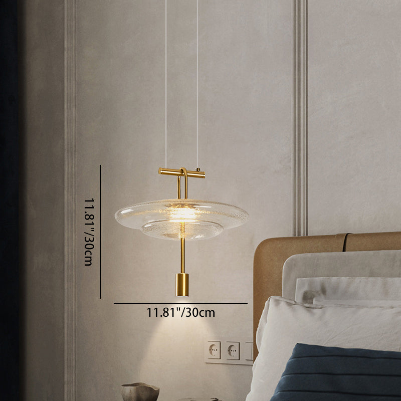 Modern Luxury Flying Saucer Iron Glass 1-Light Pendant Light For Living Room