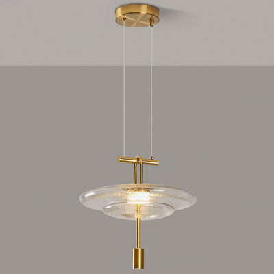 Modern Luxury Flying Saucer Iron Glass 1-Light Pendant Light For Living Room