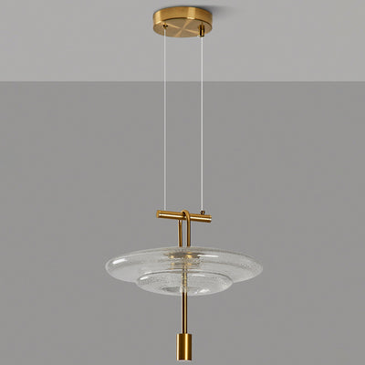 Modern Luxury Flying Saucer Iron Glass 1-Light Pendant Light For Living Room