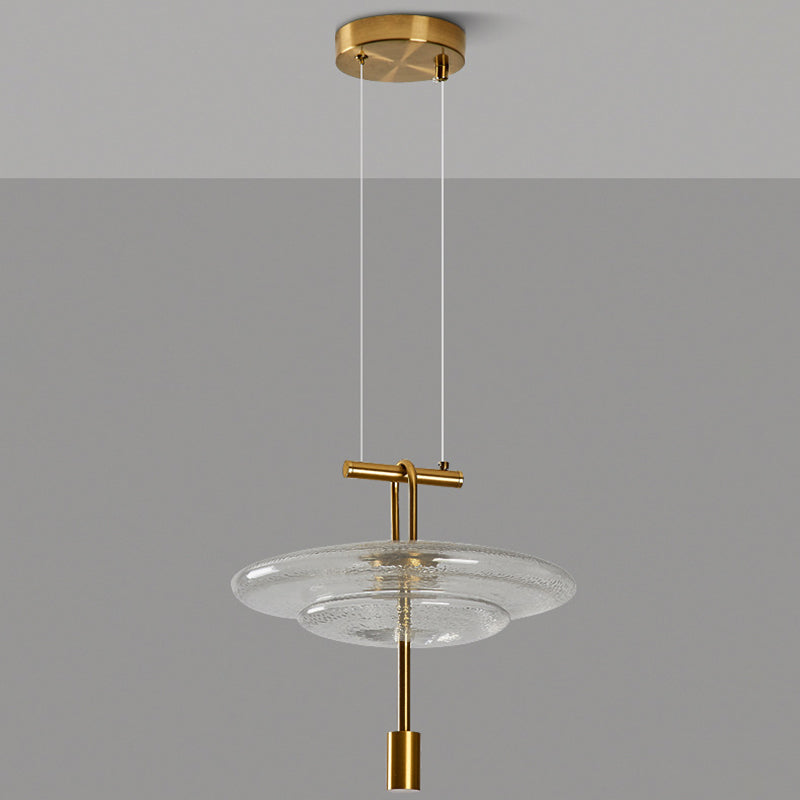 Modern Luxury Flying Saucer Iron Glass 1-Light Pendant Light For Living Room