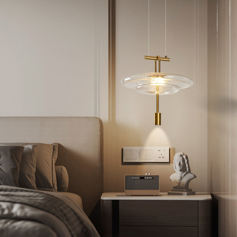 Moderne Luxus-Fliegende Untertasse Eisen Glas 1-Licht Pendelleuchte für Wohnzimmer 