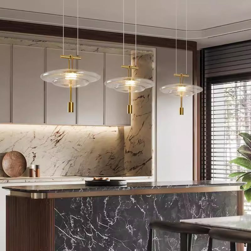 Moderne Luxus-Fliegende Untertasse Eisen Glas 1-Licht Pendelleuchte für Wohnzimmer 