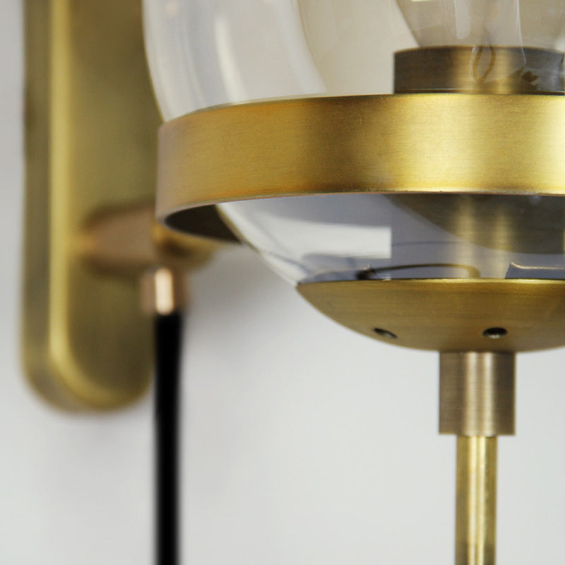 Contemporary Industrial Globe Iron Glass 1-Light Wall Sconce Lamp For Bedroom