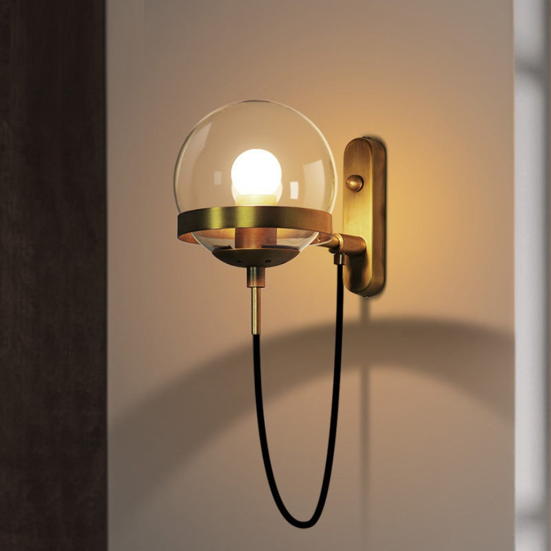 Contemporary Industrial Globe Iron Glass 1-Light Wall Sconce Lamp For Bedroom