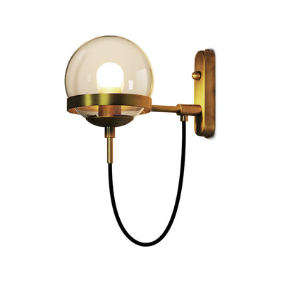 Contemporary Industrial Globe Iron Glass 1-Light Wall Sconce Lamp For Bedroom