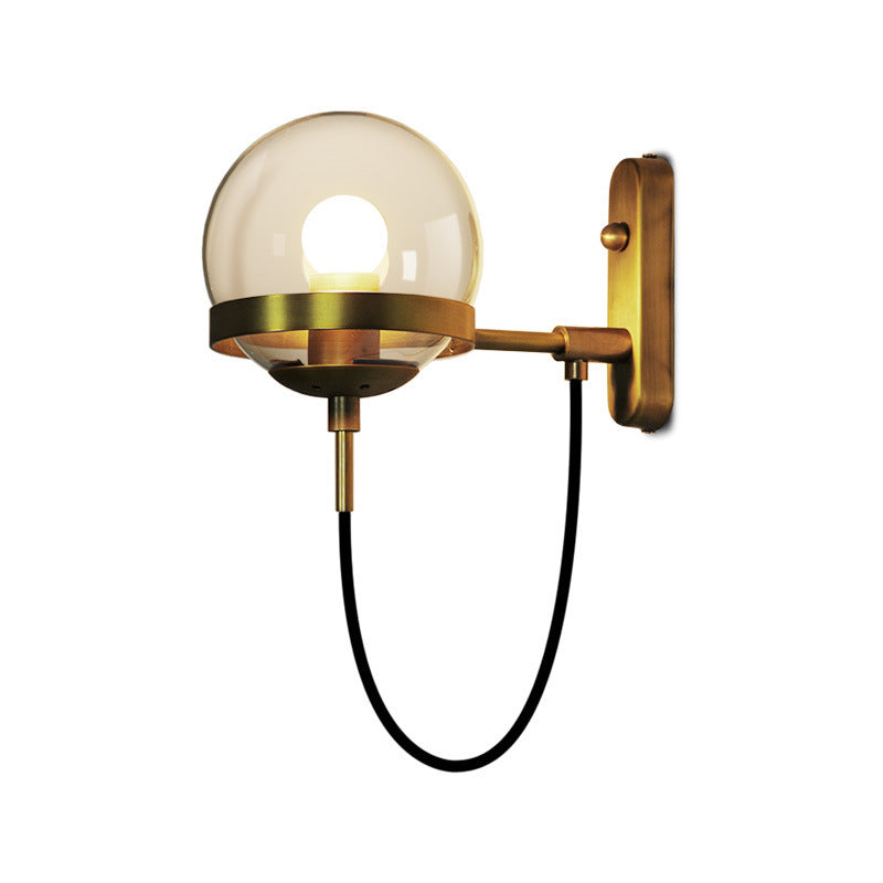 Contemporary Industrial Globe Iron Glass 1-Light Wall Sconce Lamp For Bedroom