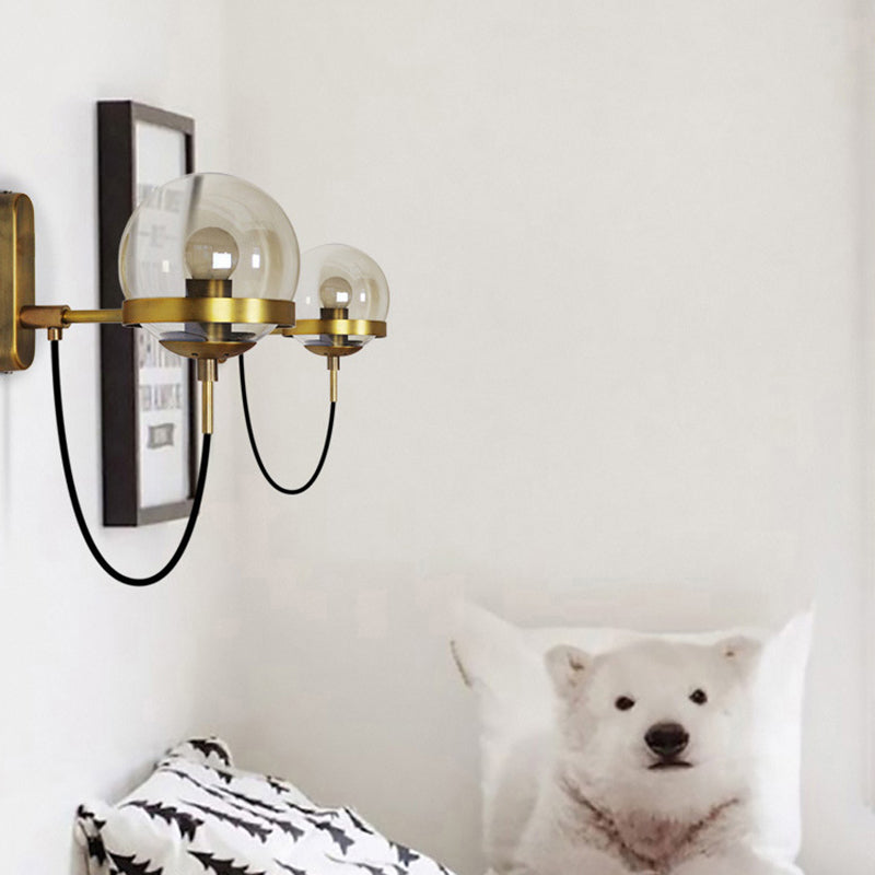 Contemporary Industrial Globe Iron Glass 1-Light Wall Sconce Lamp For Bedroom