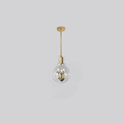 Modern Luxury Dome Copper Glass 9-Light Pendant Light For Living Room