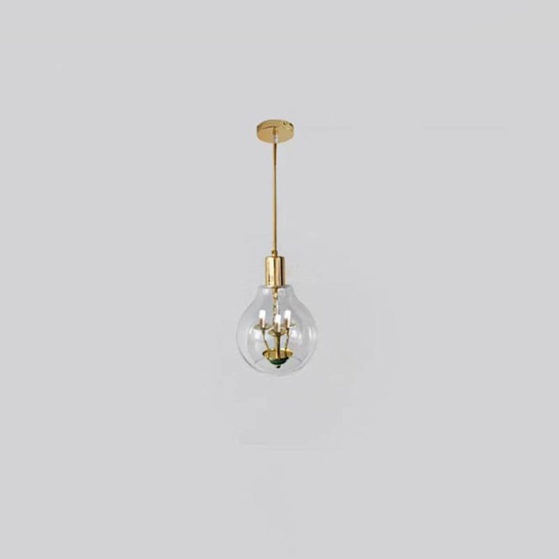 Modern Luxury Dome Copper Glass 9-Light Pendant Light For Living Room
