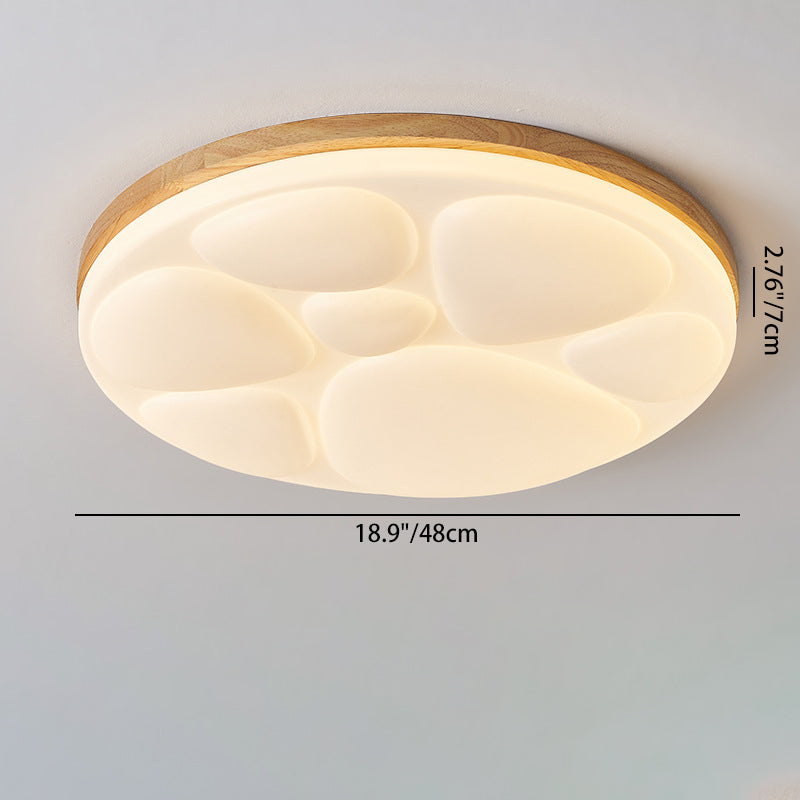 Moderne minimalistische runde Deckenleuchte aus Gummibaumholz, Eisen und Acryl mit LED für das Schlafzimmer 