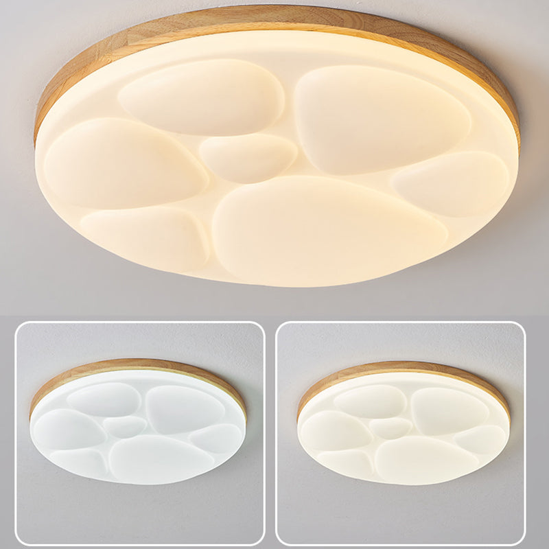 Moderne minimalistische runde Deckenleuchte aus Gummibaumholz, Eisen und Acryl mit LED für das Schlafzimmer 