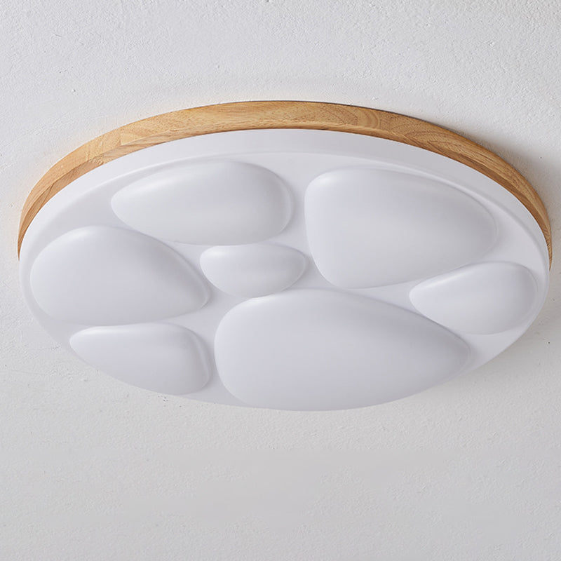 Moderne minimalistische runde Deckenleuchte aus Gummibaumholz, Eisen und Acryl mit LED für das Schlafzimmer 