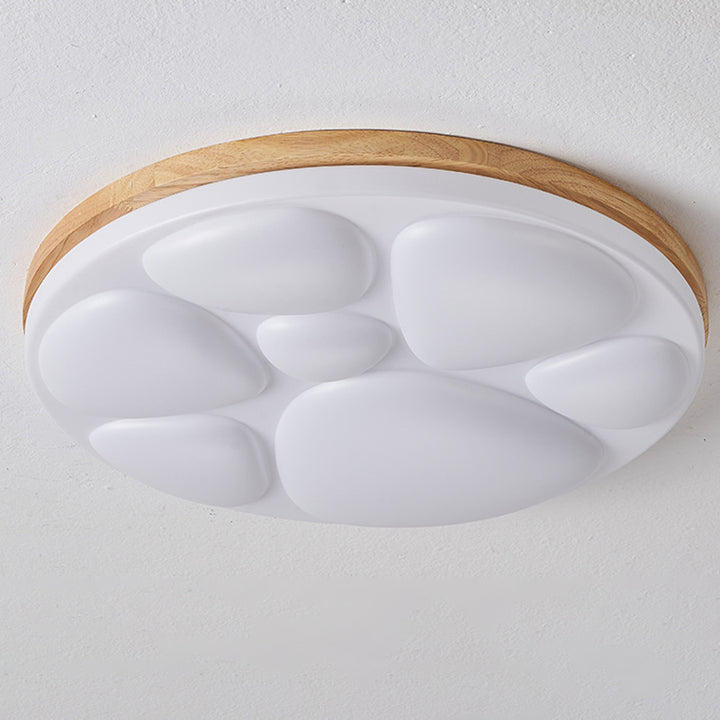 Moderne minimalistische runde Deckenleuchte aus Gummibaumholz, Eisen und Acryl mit LED für das Schlafzimmer 