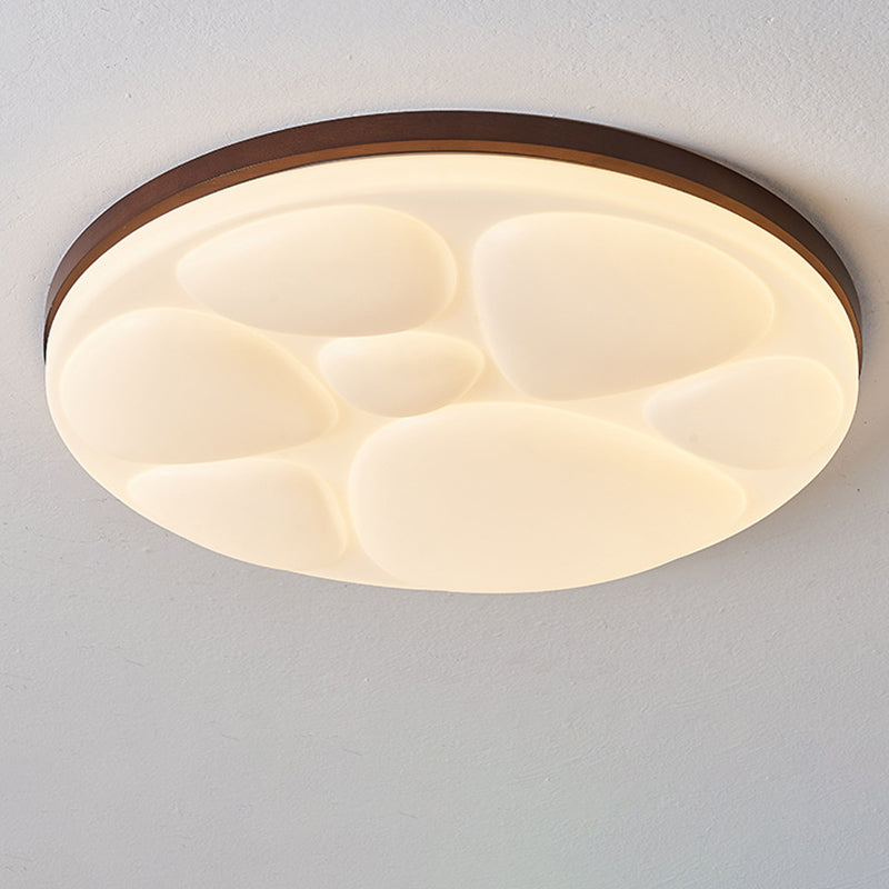 Moderne minimalistische runde Deckenleuchte aus Gummibaumholz, Eisen und Acryl mit LED für das Schlafzimmer 