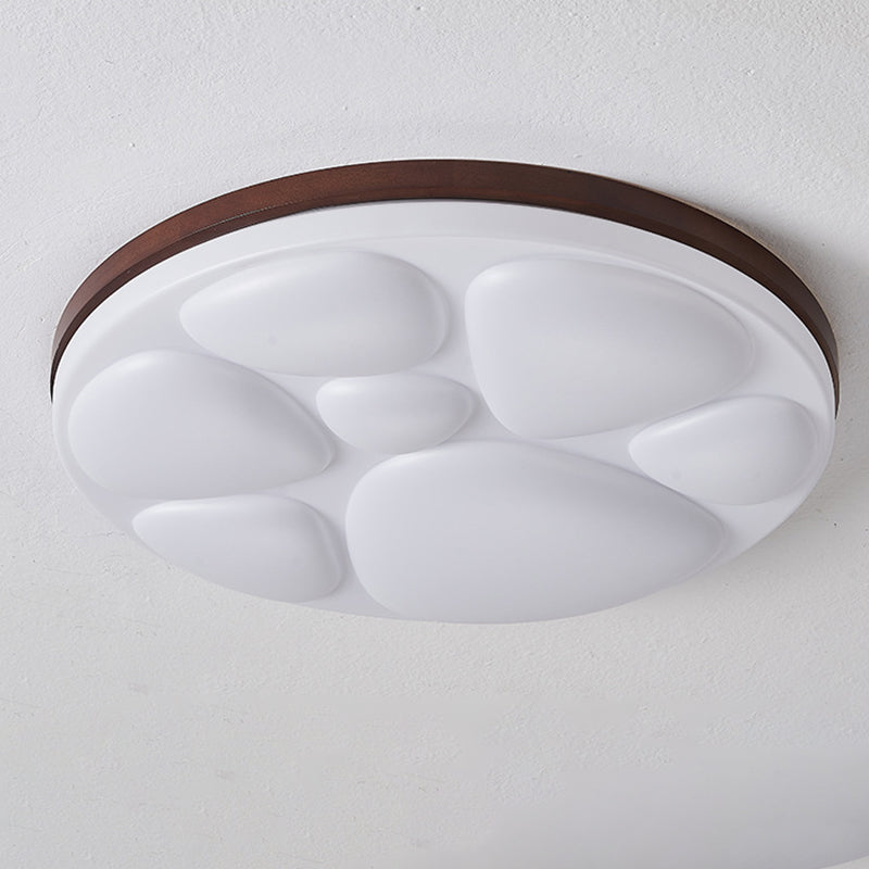 Moderne minimalistische runde Deckenleuchte aus Gummibaumholz, Eisen und Acryl mit LED für das Schlafzimmer 
