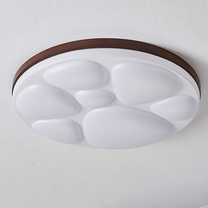 Moderne minimalistische runde Deckenleuchte aus Gummibaumholz, Eisen und Acryl mit LED für das Schlafzimmer 