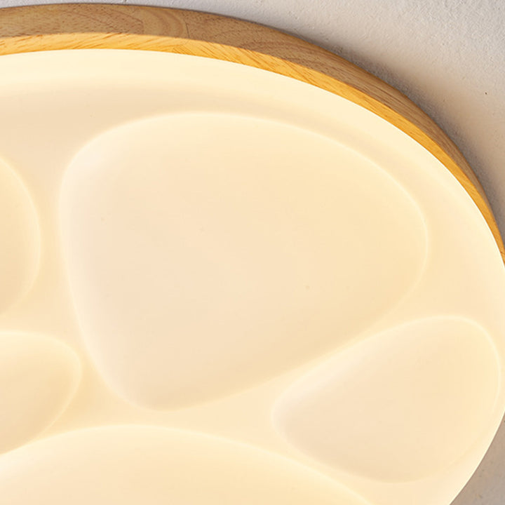 Moderne minimalistische runde Deckenleuchte aus Gummibaumholz, Eisen und Acryl mit LED für das Schlafzimmer 