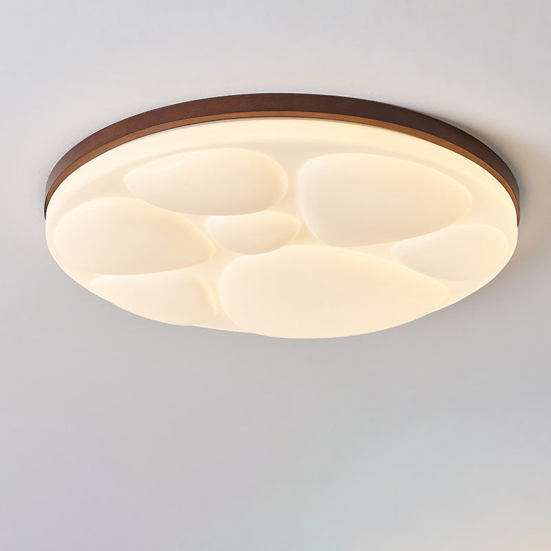 Moderne minimalistische runde Deckenleuchte aus Gummibaumholz, Eisen und Acryl mit LED für das Schlafzimmer 
