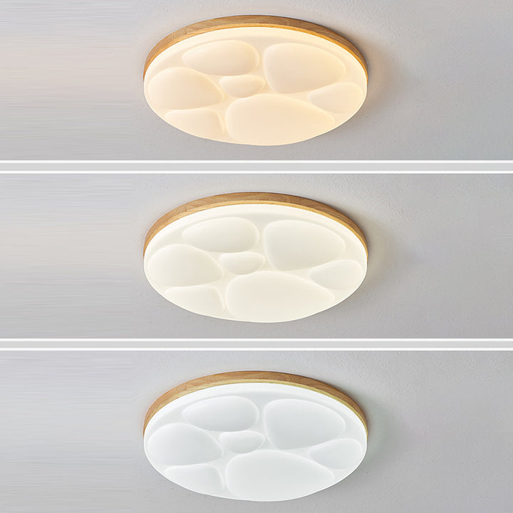 Moderne minimalistische runde Deckenleuchte aus Gummibaumholz, Eisen und Acryl mit LED für das Schlafzimmer 