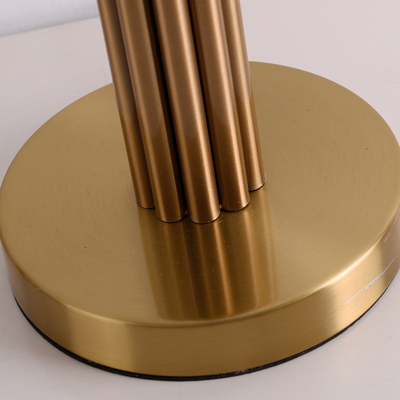 Modern Luxury Cylinder Metal Fabric 1-Light Table Lamp For Bedroom