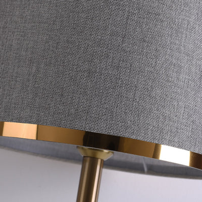 Modern Luxury Cylinder Metal Fabric 1-Light Table Lamp For Bedroom
