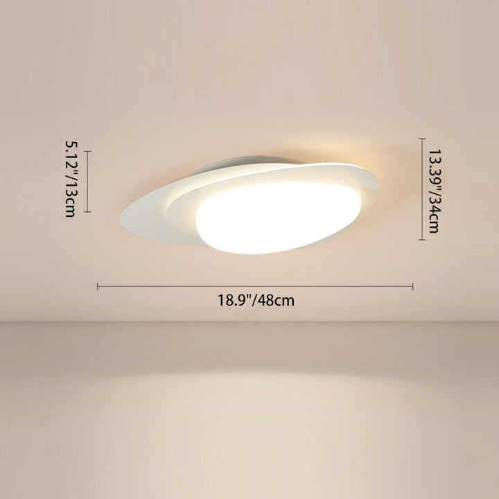 Modern Simplicity Pebble Oval Iron PE LED Flush-Mount Ceiling Light For Bedroom