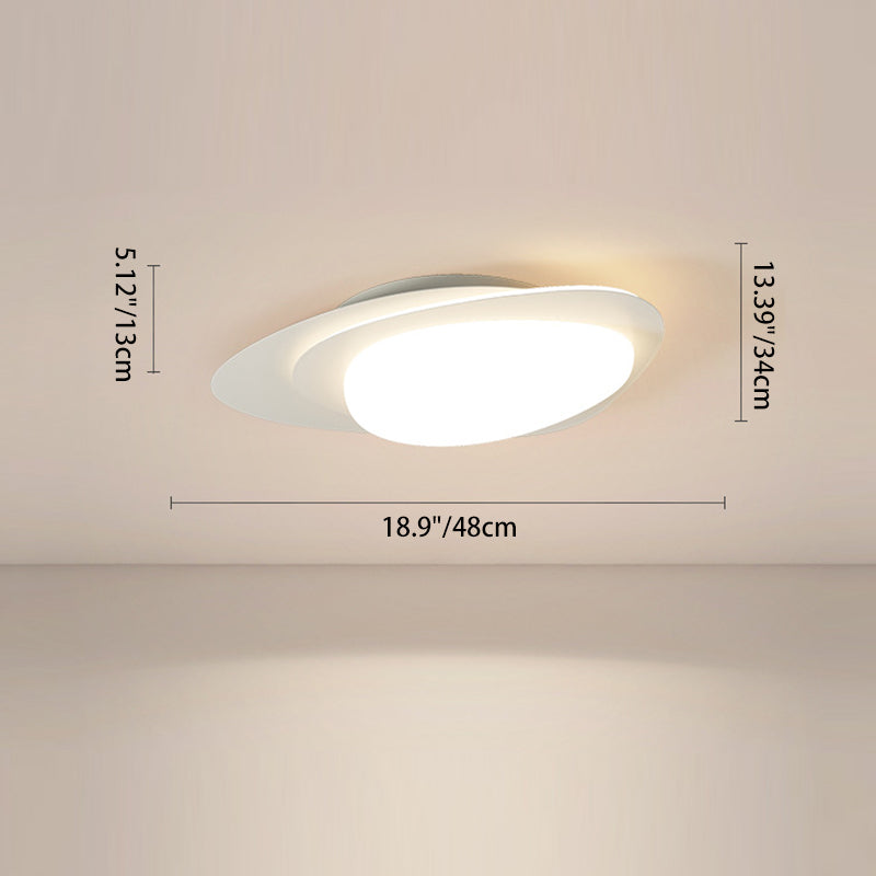 Luz de techo empotrada LED PE de hierro con forma ovalada de guijarro de simplicidad moderna para dormitorio 