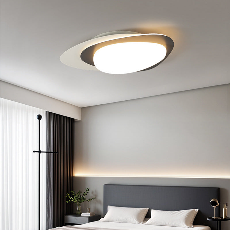 Luz de techo empotrada LED PE de hierro con forma ovalada de guijarro de simplicidad moderna para dormitorio 