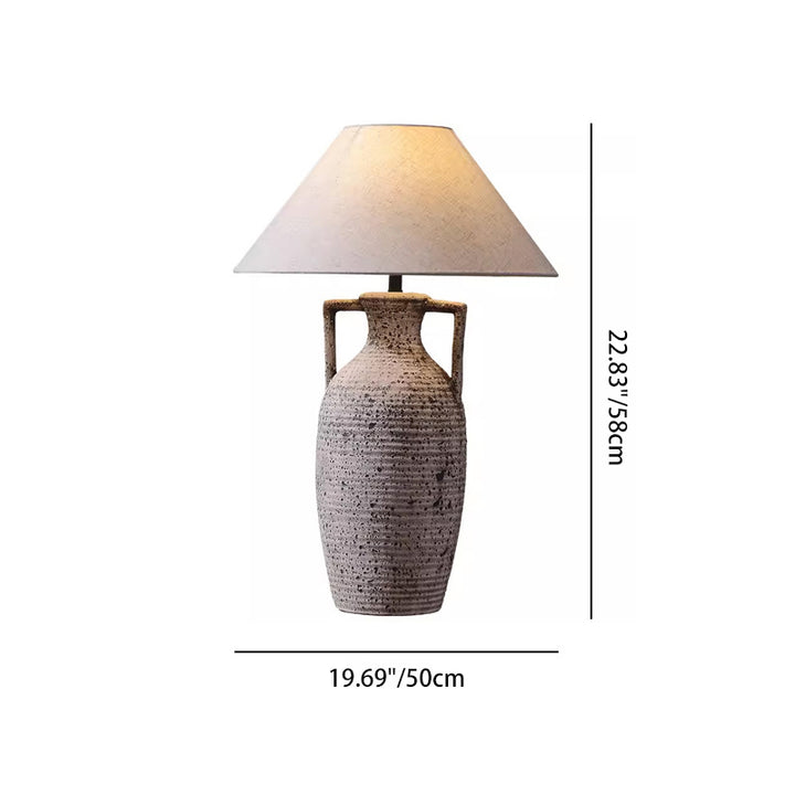 Traditionelle rustikale Vase Keramik Stoff 1-Licht Tischlampe für das Schlafzimmer 