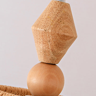 Suspension lumineuse à 1 lumière en bois, papier et corde en forme de cône japonais traditionnel pour salon 