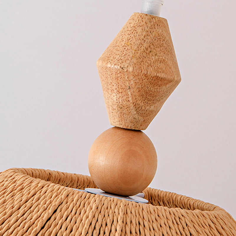 Suspension lumineuse à 1 lumière en bois, papier et corde en forme de cône japonais traditionnel pour salon 