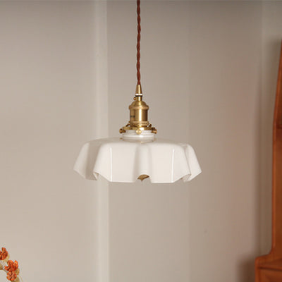 Modern Shabby Chic Petal Glass Brass 1-Light Pendant Light For Bedroom