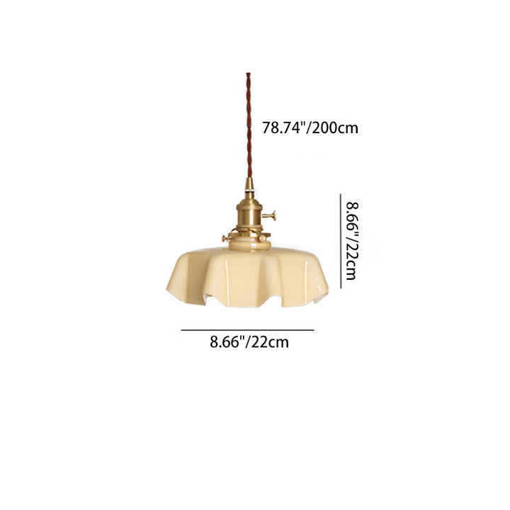 Lustre suspendu moderne Shabby Chic en laiton avec verre en forme de pétale à 1 lumière pour chambre à coucher 