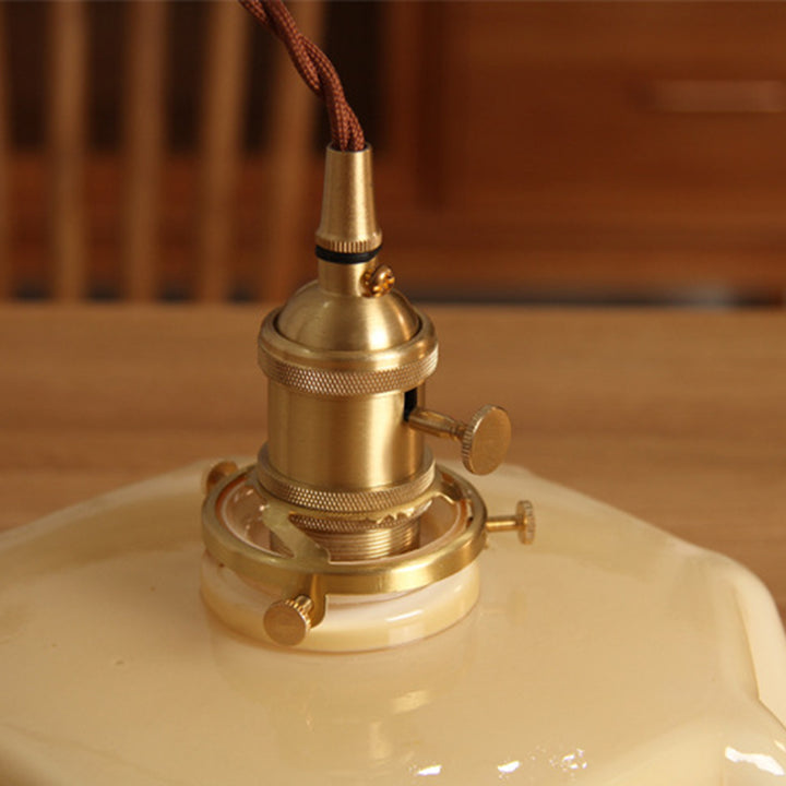 Lustre suspendu moderne Shabby Chic en laiton avec verre en forme de pétale à 1 lumière pour chambre à coucher 