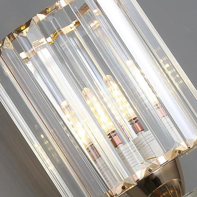 Modern Luxury Cylinder Metal Crystal 1-Light Wall Sconce Lamp For Bedroom