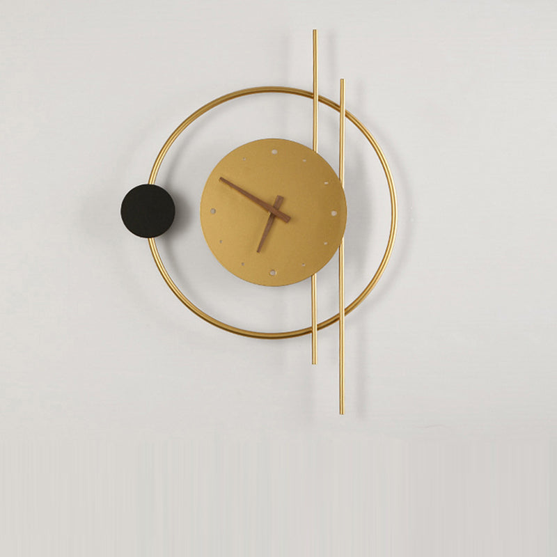 Modern Eclectic Clock Round Iron Acrylic Black Walnut Wood LED Wall Sconce Lamp For Living Room