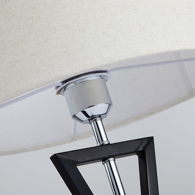 Lampe de table moderne minimaliste cylindre fer lin 1 lumière pour chambre 