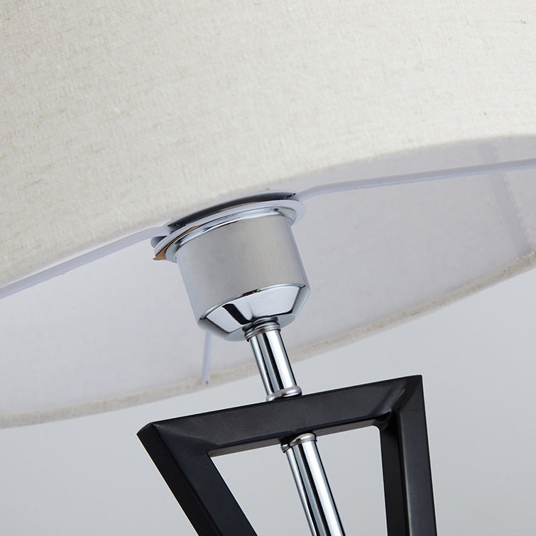 Lampe de table moderne minimaliste cylindre fer lin 1 lumière pour chambre 