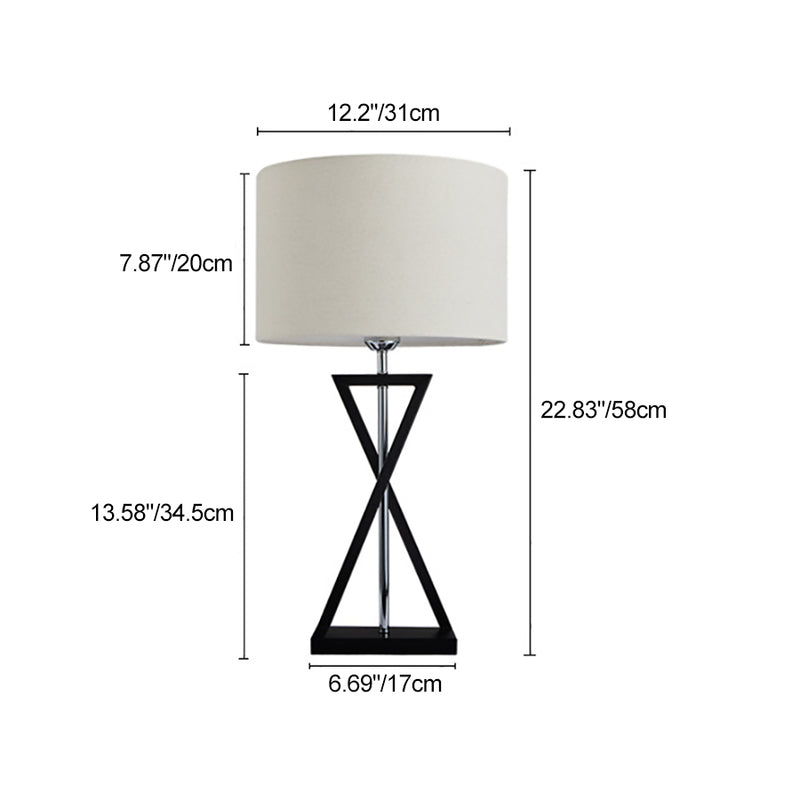 Lampe de table moderne minimaliste cylindre fer lin 1 lumière pour chambre 