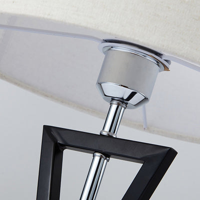 Lampe de table moderne minimaliste cylindre fer lin 1 lumière pour chambre 