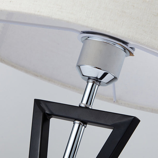 Lampe de table moderne minimaliste cylindre fer lin 1 lumière pour chambre 
