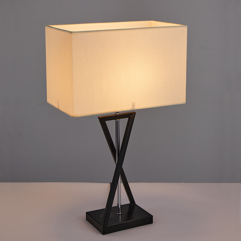 Lampe de table moderne minimaliste cylindre fer lin 1 lumière pour chambre 