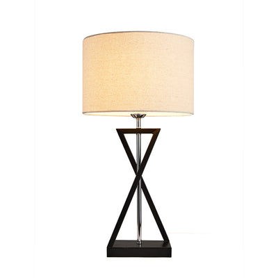 Lampe de table moderne minimaliste cylindre fer lin 1 lumière pour chambre 