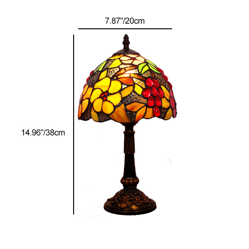 Traditional Tiffany Dome Copper Glass 1-Light Table Lamp For Bedroom